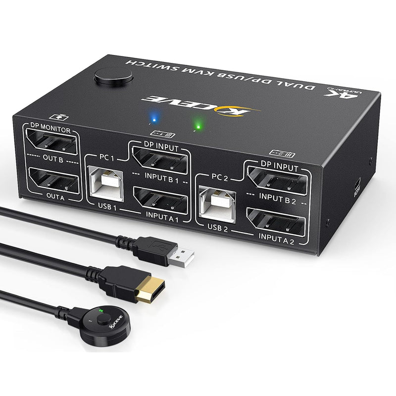 Dp Dual Monitor Kvm Switch Displayport 1.4 8K@30Hz 4K@144Hz, Dp Extended Displ