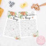 White Floral Peach Find The Guest Bingo Game, Baby Shower Games, Pack Of 30 Game Cards, Gender Neutral Boy Or Girl - Fa31