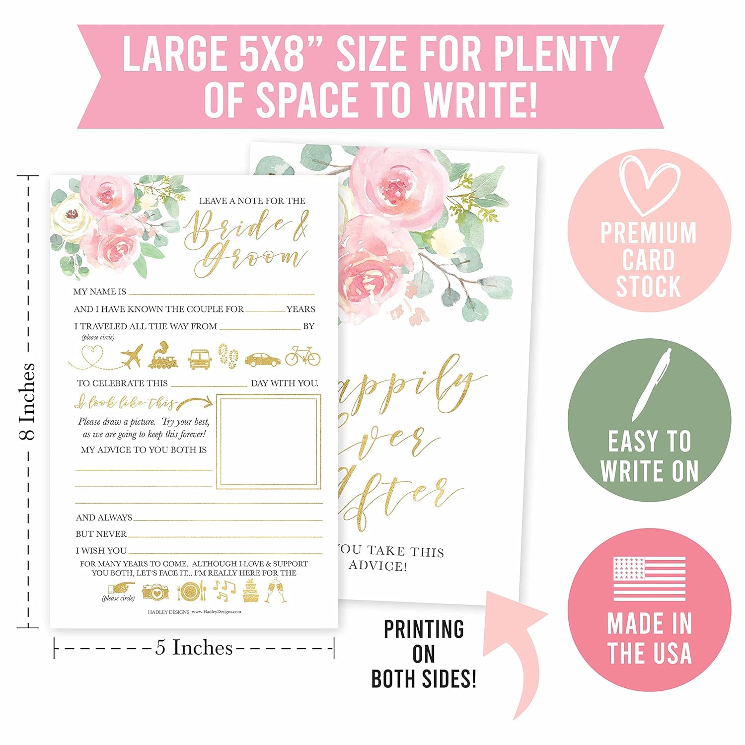25 Floral Wedding Advice Cards-Bridal Shower Games, Wedding Guest Book Alternative, Wedding Card Boxes For Reception, Wedding Games For Guests, Reception Advice For The Bride