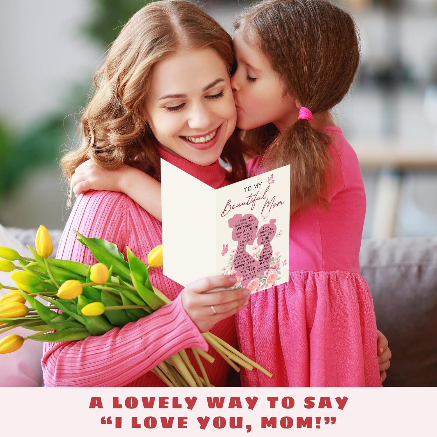 Mothers Day Cards For Mom From Daughter - Funny Mother'S Day Card For Bonus Step Mom, Mothers In Law - Happy Butterfly Flowers First Mother'S Days Cards - Single 5.3''X 8'' Greeting Card