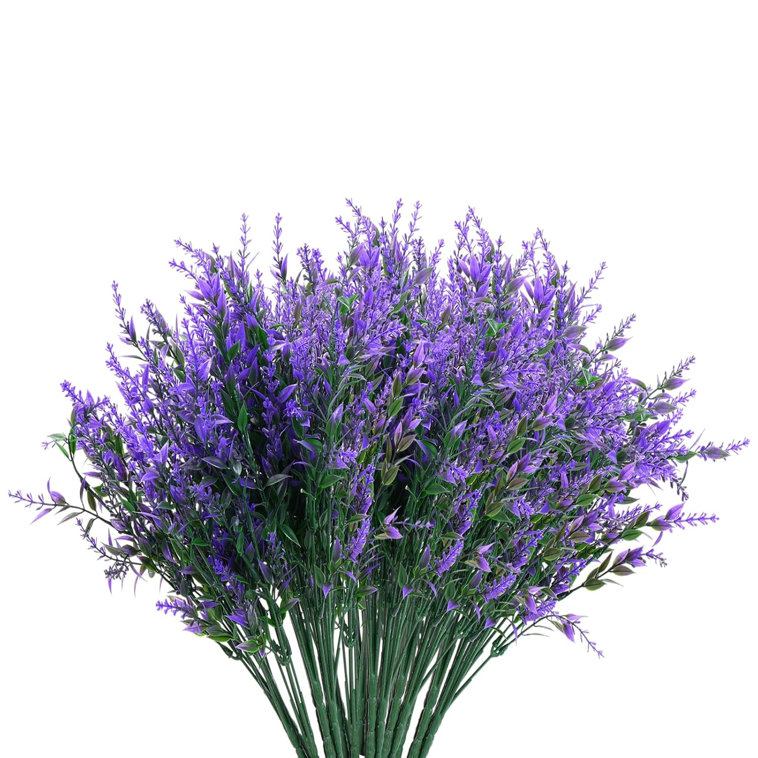 Artificial Flowers, Lavender Fake Flowers 12 Bundles Uv Resistant Shrubs Faux Plastic Greenery Plants Hanging Planter Flora Fence Indoor Outside Wedding Indoor Farmhouse Decor (Violet)