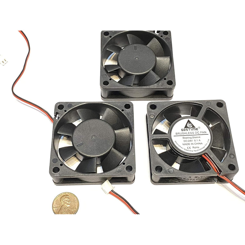 3 Pieces Dc 24V Brushless Cooling Fan 60Mm 2 Pin 6Cm 6020 3D Printer C53