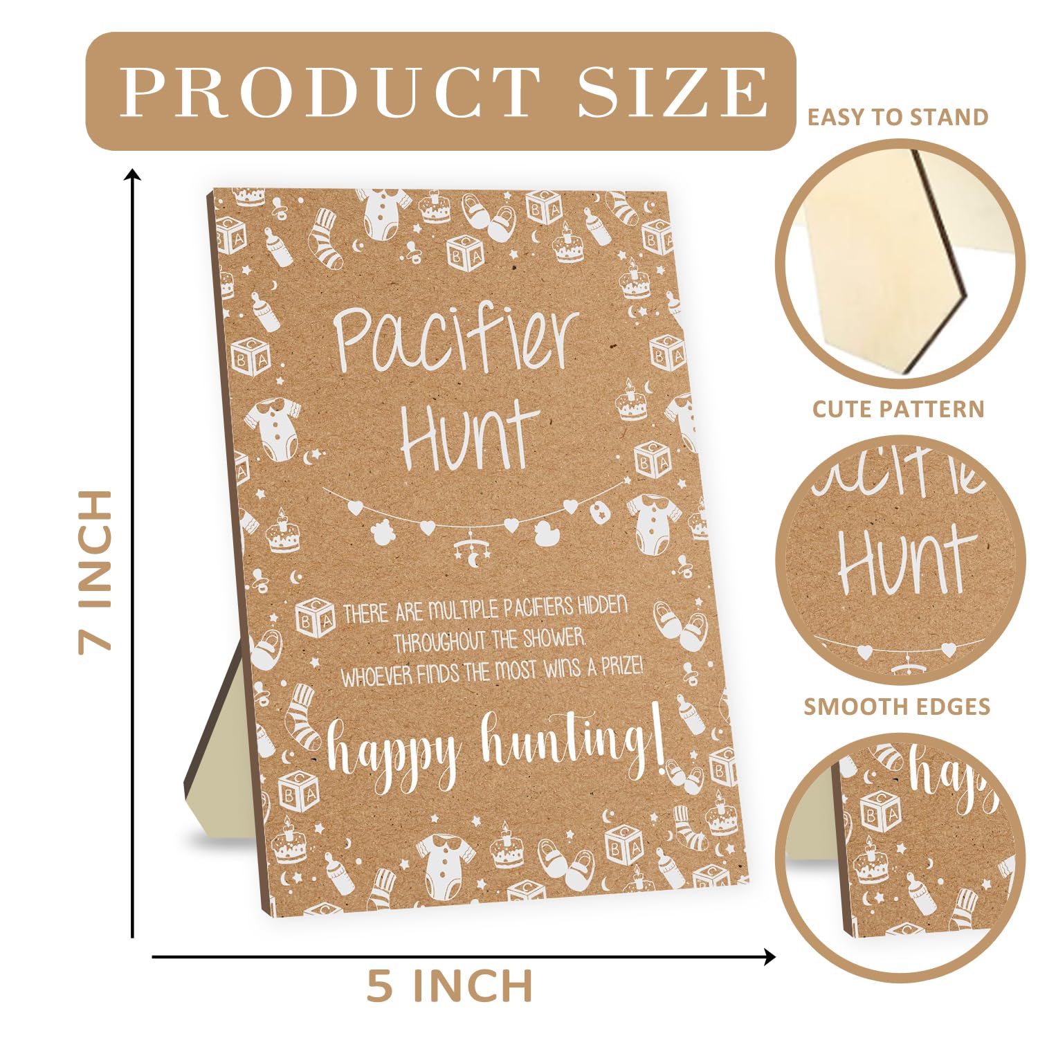 Pacifier Hunt Rustic Baby Shower Games Set - 50 Blue Acrylic Pacifiers For Party
