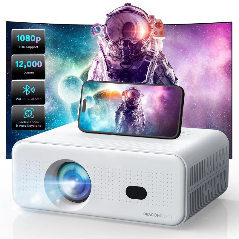 Electric Focus Mini Projector, 1080P, 5G WiFi 6, Bluetooth, 12000L, Portable