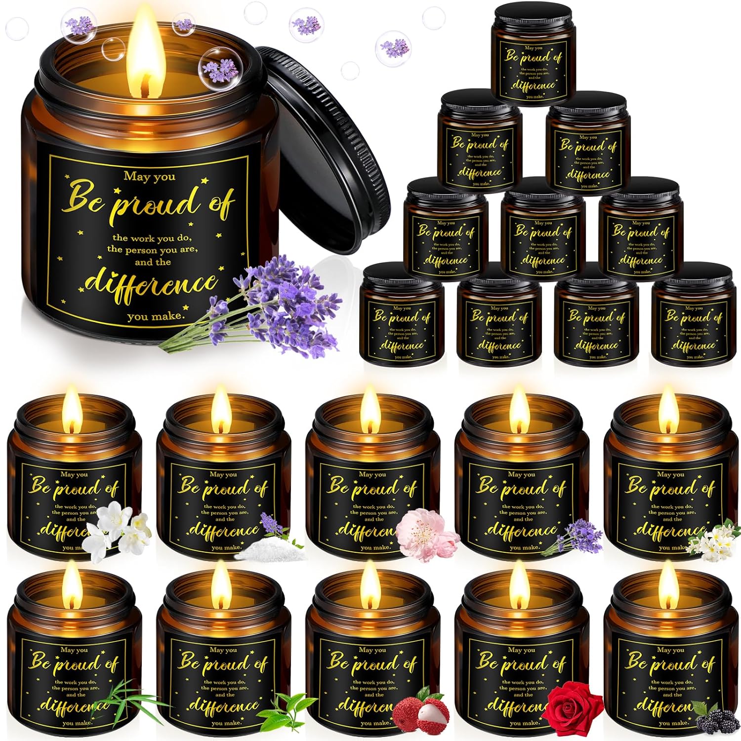 10 Pcs Employee Appreciation Gifts Inspirational Jars Scented Soy Candles Bulk 3.5 Oz Thank You Candles For Coworker Staff Social Worker Volunteer Team 2025 Nurse Week Teacher Gifts