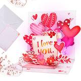 3D I Love You Card - Popup Musical Cards With Light Up- Romantic Greeting Card - Anniversary, Birthday Or Special Occasion - Blank Note Card & Envelope Included - Pop Up Cards