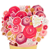 Hallmark Valentines Day Pop Up Card, Bouquet of Pink Flowers (Love You) Paper Wonder 3D Card