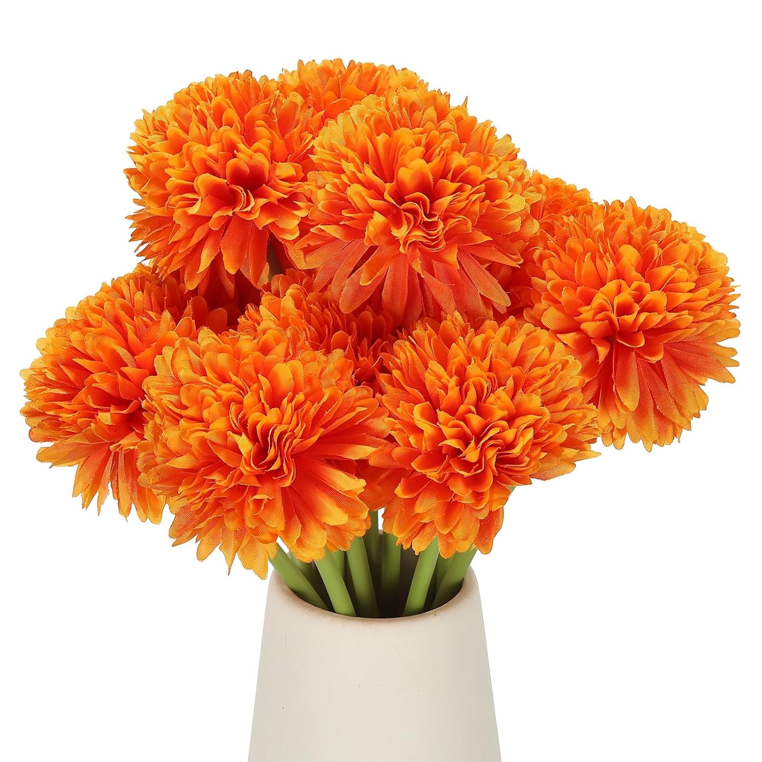 uxcell 12 Pcs Artificial Chrysanthemums Fake Flowers, Faux Silk Artificial Flowers for Outdoors Indoor Wedding Table Centerpiece Home Decor, Orange