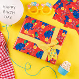 Birthday Wrapping Paper With Elephant Pattern, Great For Gift Wrap - 6 Sheets Each, 27 X 19 Inches, Age 1