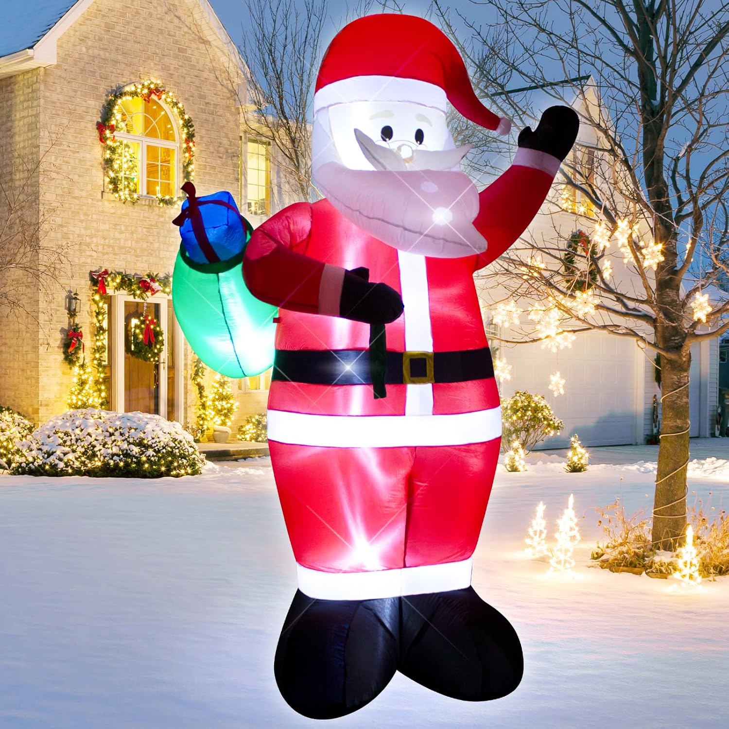10 Foot Christmas Inflatable Santa Claus Carries The Package Christmas Blow Up Indoor Outdoor Yard Decoration- Wm - 10