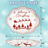 24 Pcs Merry Christmas Oval Paper Plates 10 X 12 Inches Red Christmas Disposable Dinnerware Holiday Party Supplies Decor