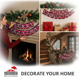 Merry Christmas Banner - Buffalo Plaid Merry Christmas Sign For Fireplace Mantel - Premium Indoor Xmas Decorations For Home & Party - Living Room Christmas Decorations For Mantle!