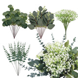 50 Pcs Mixed Artificial Eucalyptus Stems Bulk Babys Breath Fake Flowers Artificial Greenery For Home Decoration, Crafts, Wedding Arrangement