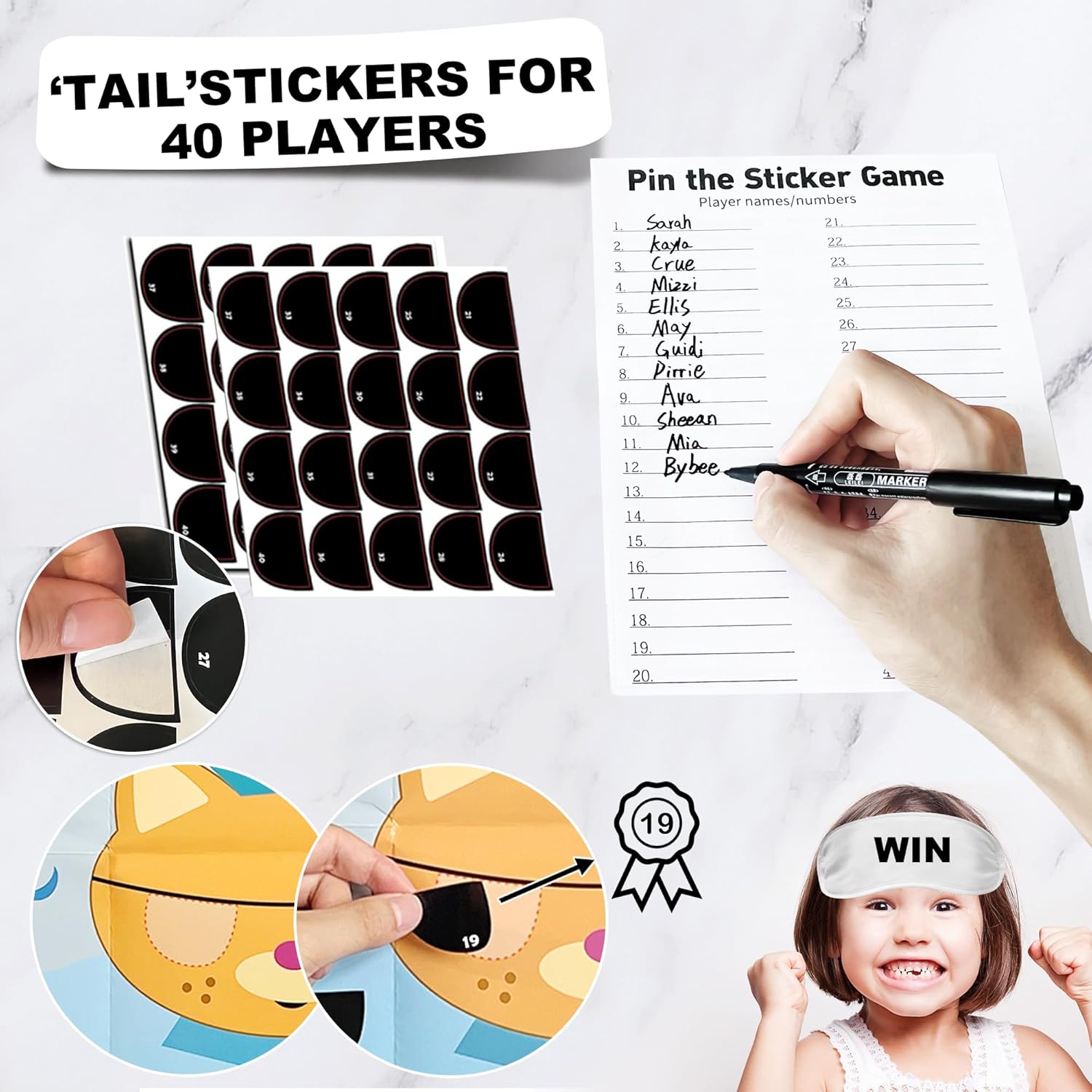 Pin The Tail Games Birthday Party Supplies For Kids, Pin The Patch On Cat Games Party Games For Boys Girls Kids Birthday Baby Shower Party Favors Decorations