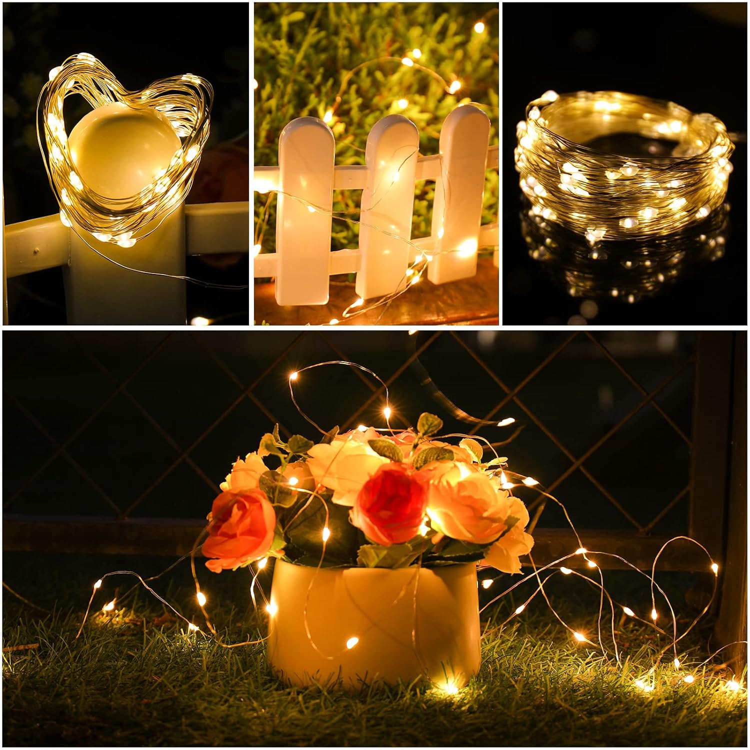 2 Pack Fairy Lights 100 Led 33 Ft Christmas Lights Usb Powered Silver Wire String Lights, Mini Lights With Remote Contro
