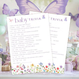 Baby Shower Games For Girl, 30 Butterfly Baby Trivia Game Cards + 1 Answer Card, Spring Gender Reveal Party Decorations Supplies Favors - G05