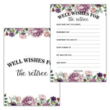 Retirement Party Games, Well Wishes For The Retiree Co-Worker Retirement Party Game Card, Purple Floral Retirement Party Ideas Activities Supplies Decorations(30 Game Cards) - B05