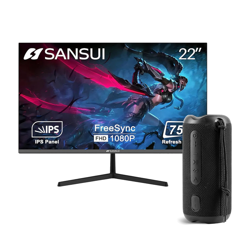 Sansui 22 Inch Monitor Ips 75Hz Fhd 1080P Hdmi Vga Ports Computer Monitor With