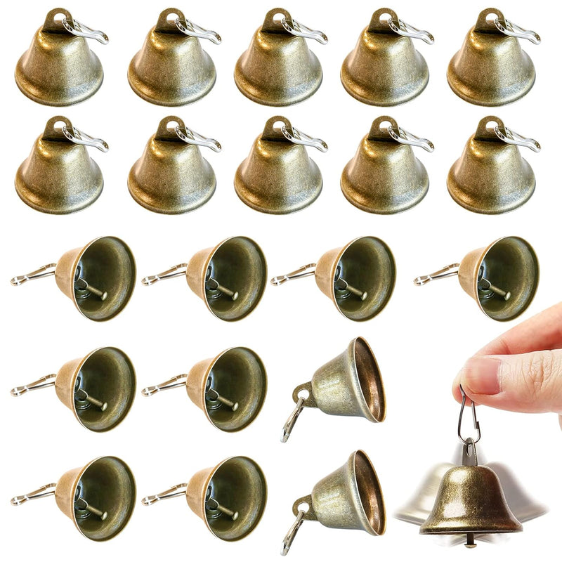 Craft Bells,20Pcs Jingle Bells Brass Bells For Crafts With Spring Hooks Hangin