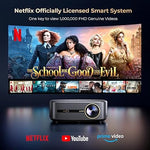 4K Projector, 1000 ANSI, WiFi Bluetooth, Netflix Certified, 1080P, Dolby Audio