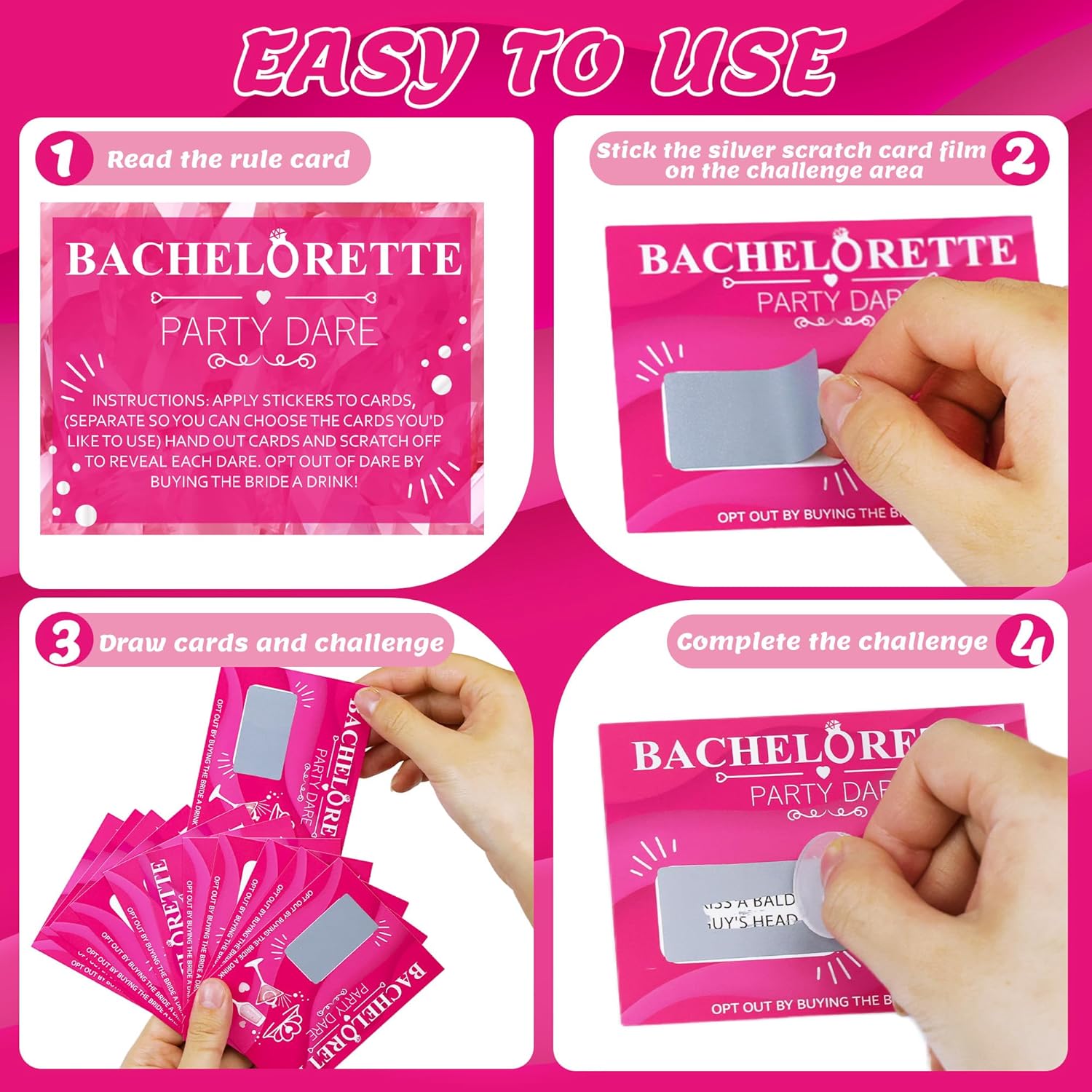 25Pcs Bachelorette Party Scratch Off Dare Game Cards With Diy Film Stickers For Girls Night Wedding Engagement Party
