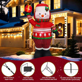 Christmas Inflatable Decoration 5.6 Ft Snowman Holding Gift Adorable Holiday Yard Decoration With Red Sweater, Hat & Pla