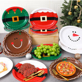 52 Pcs Santa Belt Christmas Oval Paper Plates Platters 10" X 12.5" Large Disposable Platters Santa Christmas Plates Red And Green Dinnerware Set Xmas Dinner Plates Table Decorations