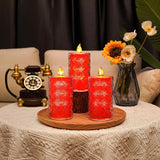 Battery Operated Candles With Remote, 2 Pcs Timer Flickering Led Fake Candles, Flameless Candle With Crystal Shell And Embedded Glitter For Wedding, Home & Christmas Decor, Red