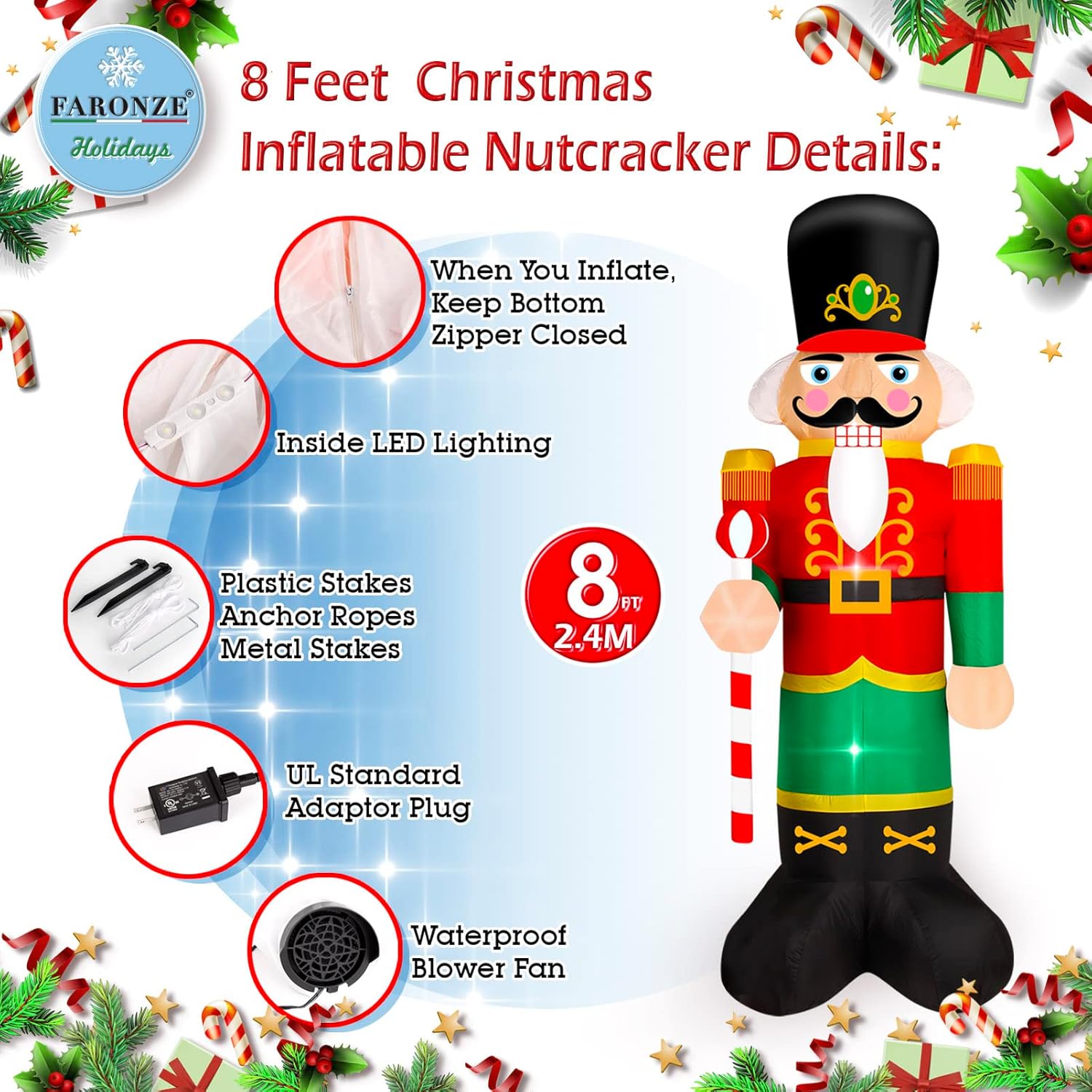 Christmas Inflatable Nutcracker Giant Lighted Interior Inflatable Christmas Decoration With Built In Fan And Anchor Rope