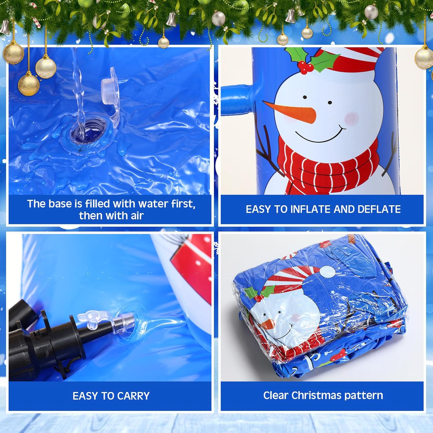 2 Pack Christmas Inflatable Limbo Party Game 59 In Santa Xmas Tree Indoor Outdoor Family Party Favor Easy Setup For Birthday Backyard Picnic Winter Holiday Decor (Snowman)