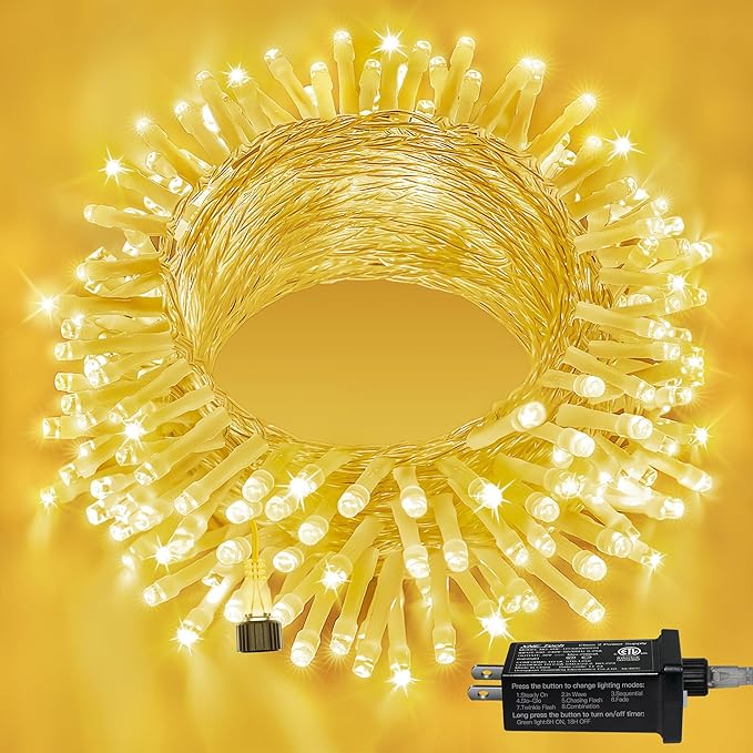 40FT 120 LED String Lights Warm White Plug In Fairy Lights Waterproof Connectable with Timer 8 Lighting Modes for Bedroom Classroom Wedding Party Outdoor Decor