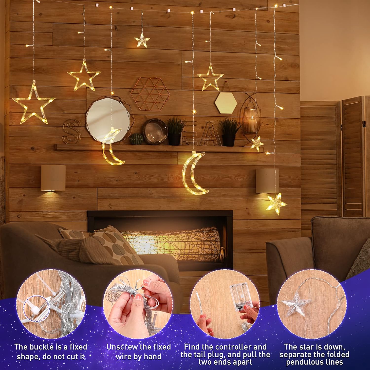 11.48 Ft 21 Led Star And Moon String Lights Plug In Christmas Warm White Fairy Light Waterproof Decor For Bedroom Usb Po