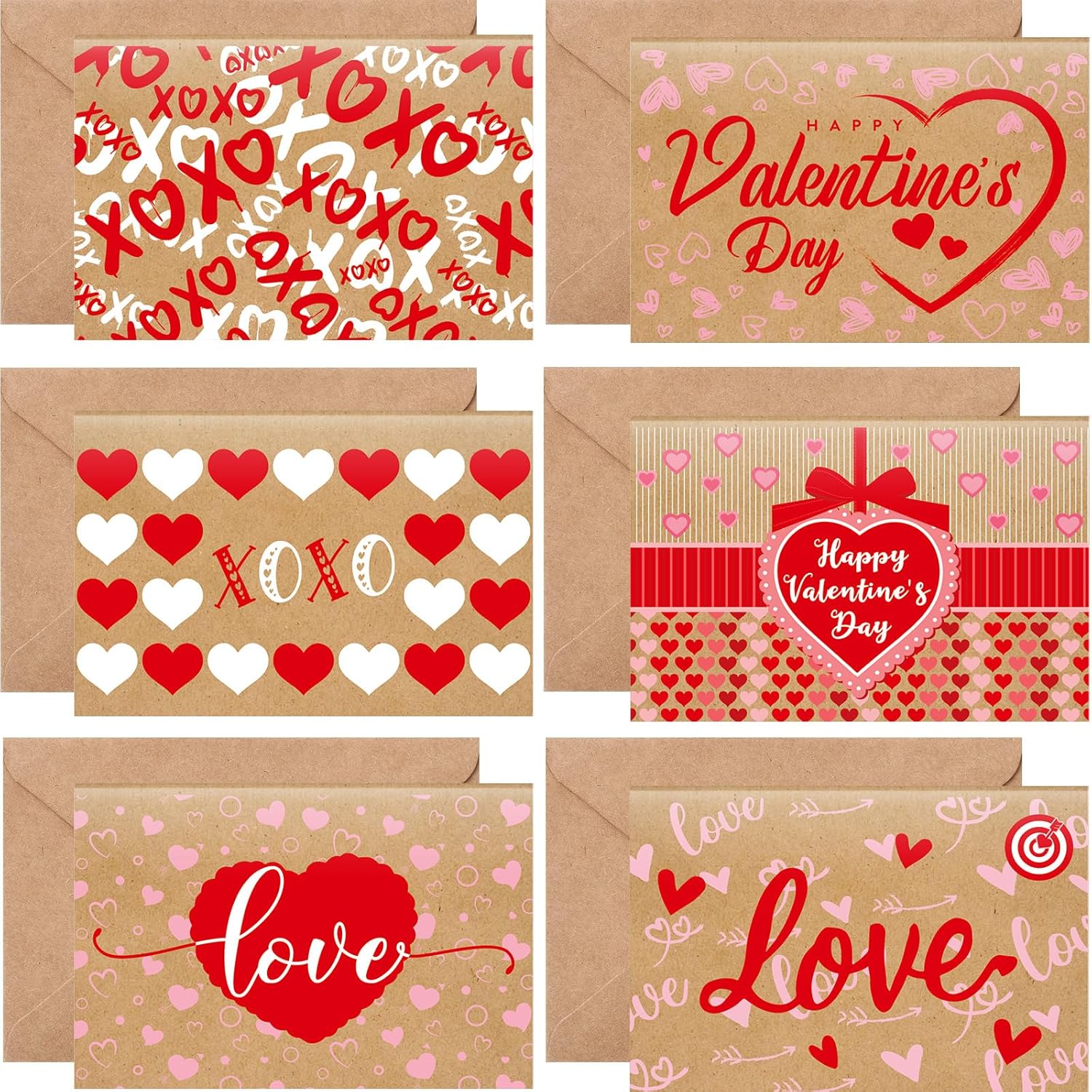 240 Sets Valentine'S Day Cards With Envelopes Stickers Bulk Assortment Foldable Love Heart Greeting Cards Red Pink Envelopes For Valentine'S Day Anniversary Wedding(Classic)