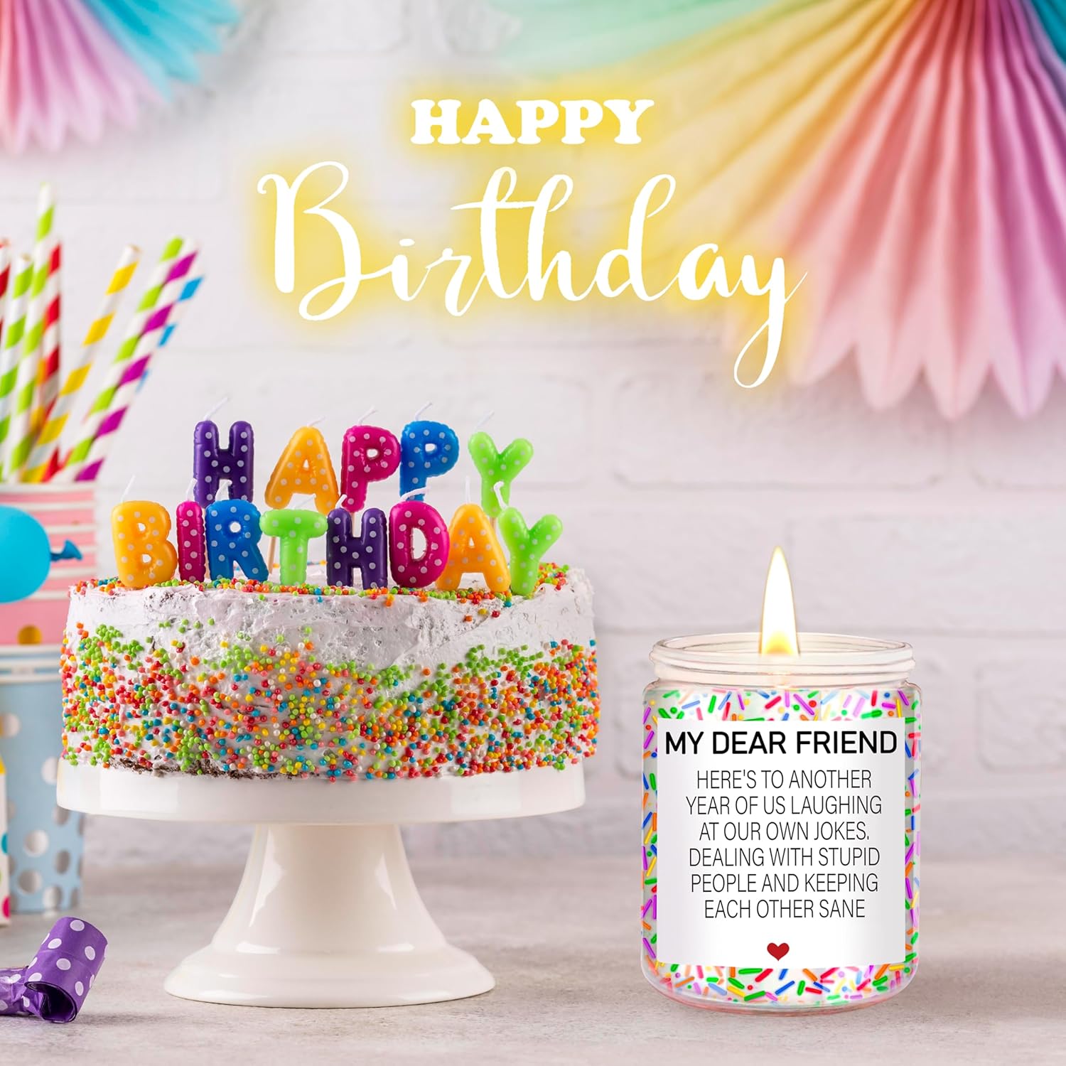 Birthday Gifts For Women Men, Funny Happy Birthday Candle, Best Friend Birthday Gift Ideas, Bff Friendship Gifts For Her & Him, Sister, Female, Coworker, Girlfriend, Bestie Christmas Candles Gift S