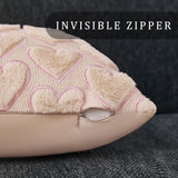 Valentines Pillow Covers 20X20 Inch Set Of 2 Valentines Day Decoration Pink Embroidery Beige Heart Soft Plush Faux Fur Jacquard Throw Pillows For Bedroom Sofa Holiday Home Decor Ptk074B20