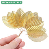 20-Pack Artificial Silk Leaf, Faux Wire Single Leaves, Fake Flower Leaf With Stem For Diy Bouquet/Wreaths/Wedding/Garland/Party Decorations, Fake Rose Craft Leaves [Gold]