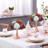 4 Pcs Flower Balls White Red Flowers Artificial Rose For Wedding Centrepieces 9.5In Diameter Artificial Flower Ball Arrangement Bouquet Fake Rose Flowers Party Centerpieces For Weddings Tables