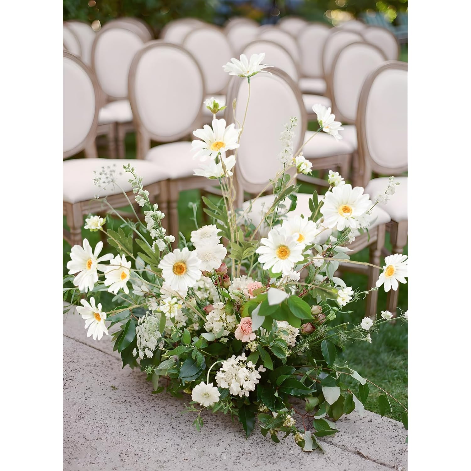 White Artificial Daisy Flowers 6Pcs 29.52” Long Stem Faux Daisies 36 Heads Fake Wild Flowers For Tall Vase Living Room Bedroom Bridal Bouquets Table Centerpieces(White)