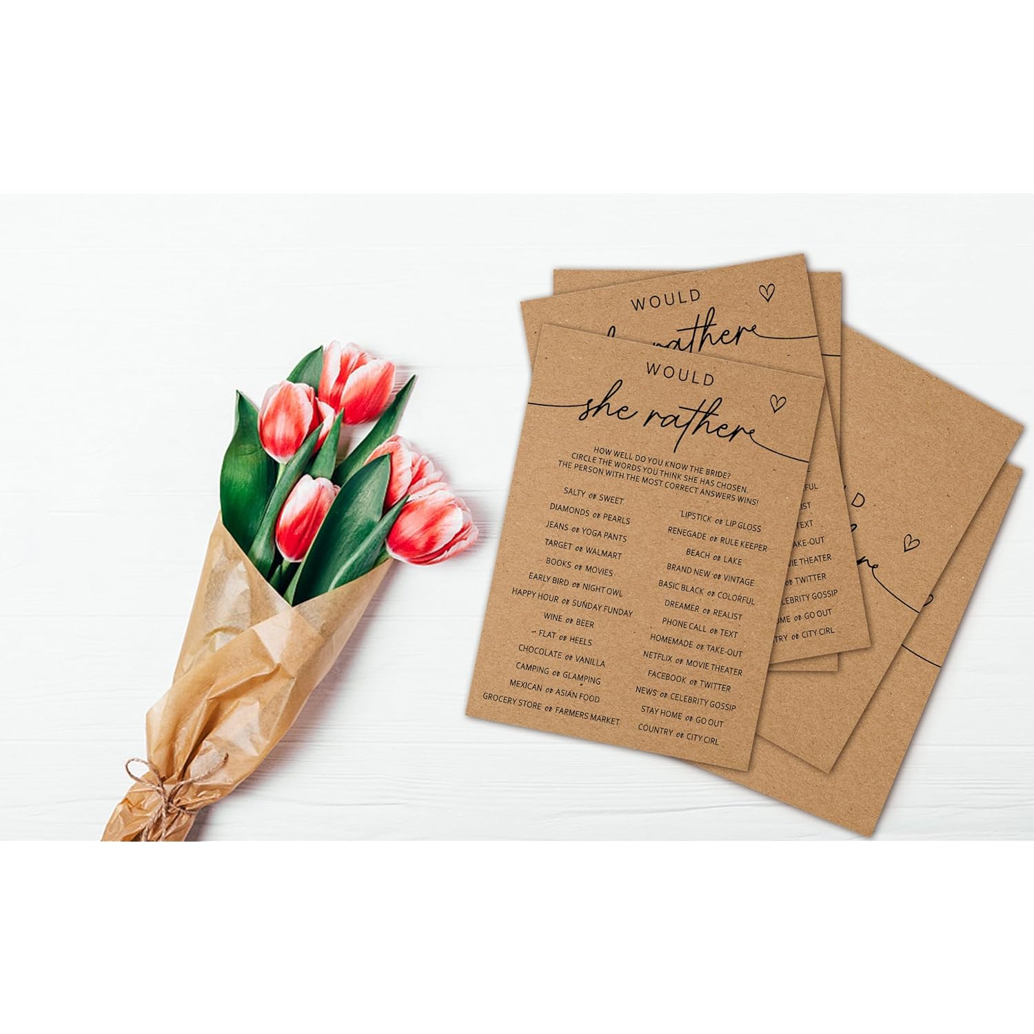 Kraft Bridal Shower Game, Would She Rather Bachelorette Party Games, Kraft Engagement Party Games For 25 Guests, Weddingdecorations (Kraft009)