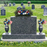 Headstone Flower Saddle Arrangements - Artificial Cemetery Flowers Silk Funeral Memorial Day Sympathy Floral For Outdoor Gravestone Decorations (Red White Royal Blue)