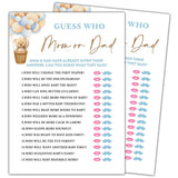 Bear Balloon 30 Guess Who Mom Or Dad Game Cards, We Can Bearly Wait Gender Reveal Party Supplies Favors (5"X7") - E05