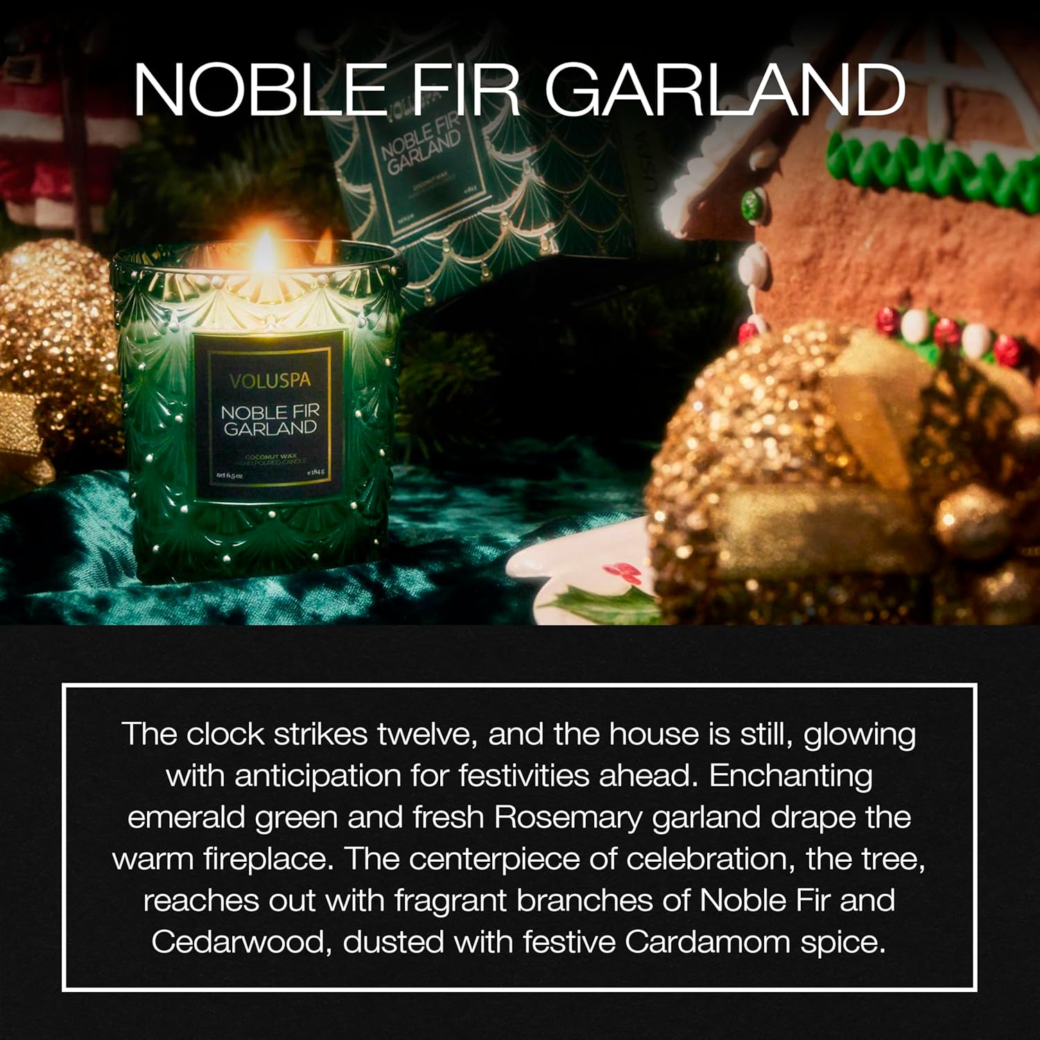 Noble Fir Garland Boxed Candle, 6.5 Oz, Coconut Wax Blend, Christmas Scented Candles For Home, 40 Hour Burn Time, Handcrafted In The Usa