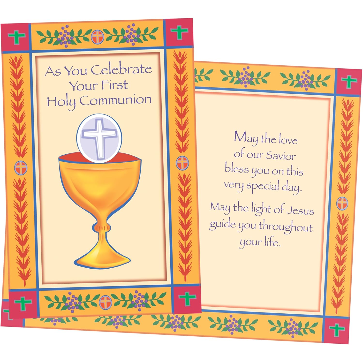 First Holy Communion Greeting Card - Made In Usa - (Perfect), Envelope Included - 5" X 7.75" - Packaged In Extra Sturdy Mailer - 96357