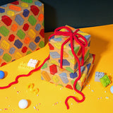 Kraft Building Blocks Wrapping Paper For Boys Girls - 17 Inch X 33 Ft - Colorful Building Bricks Design Gift Wrap Paper For Kids Birthday Holiday Party Toy Lovers