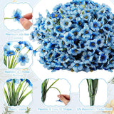 100 Bundles Violet Artificial Flowers, Uv Resistant Faux Silk Flowers Outdoor, Fake Violet Bulk For Front Porch Hanging Garden Courtyard Farmhouse Home (Gradient Blue)