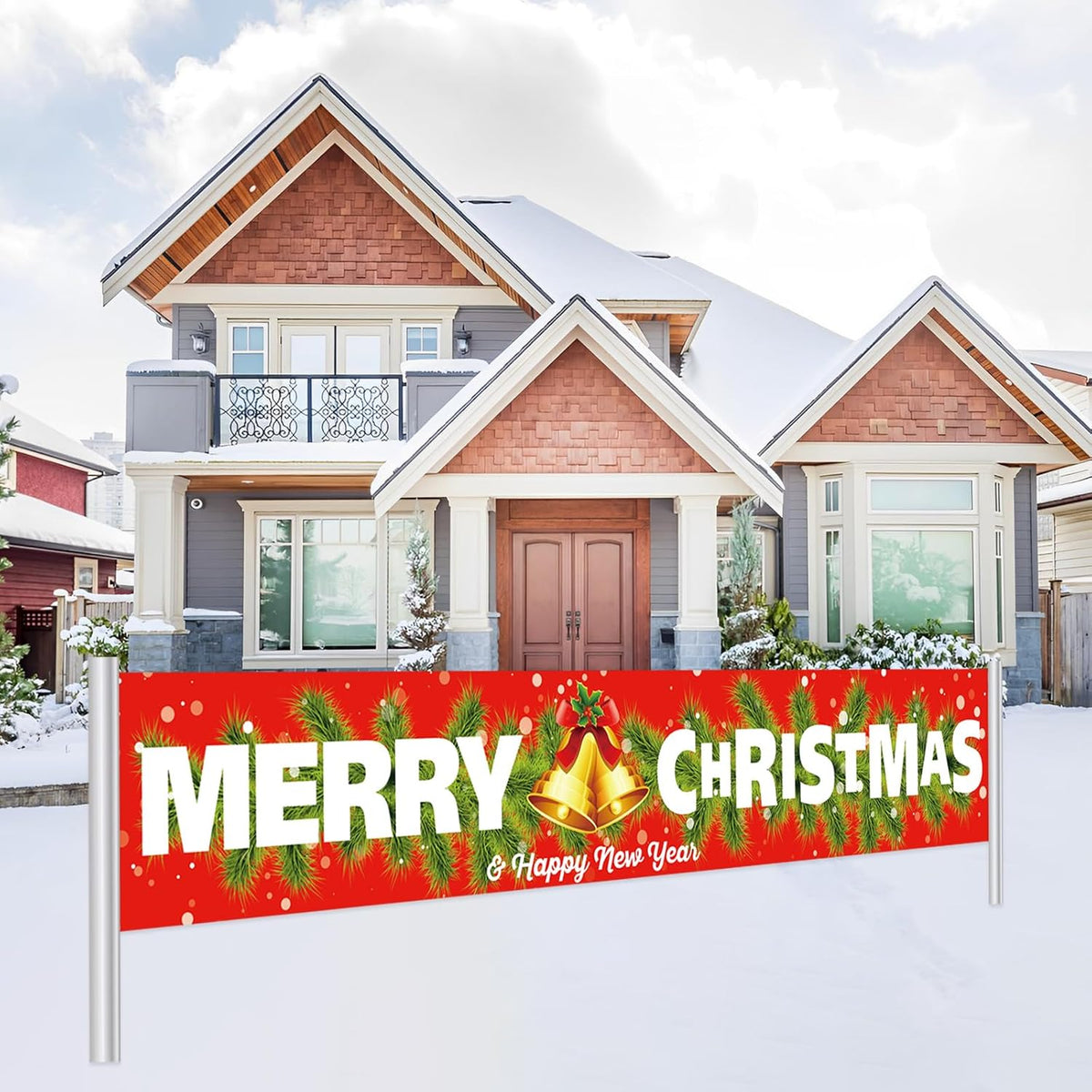 Merry Christmas Happy New Year 2026 Banner, Xmas Holidays Joy Christmas Yard Decorations Outdoor Indoor, Xmas Yard Sign