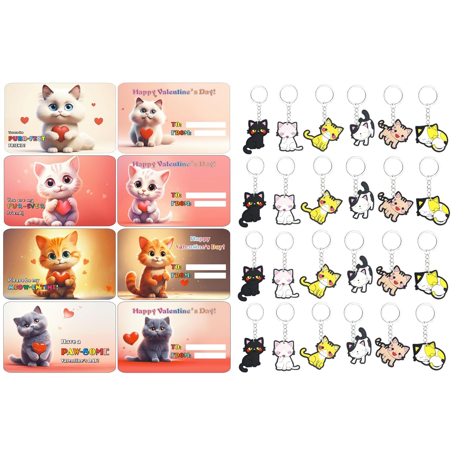 Cat Valentines Day Cards For Classroom Exchange Prizes 24 Pcs Cat Valentine Cards For School Kitty