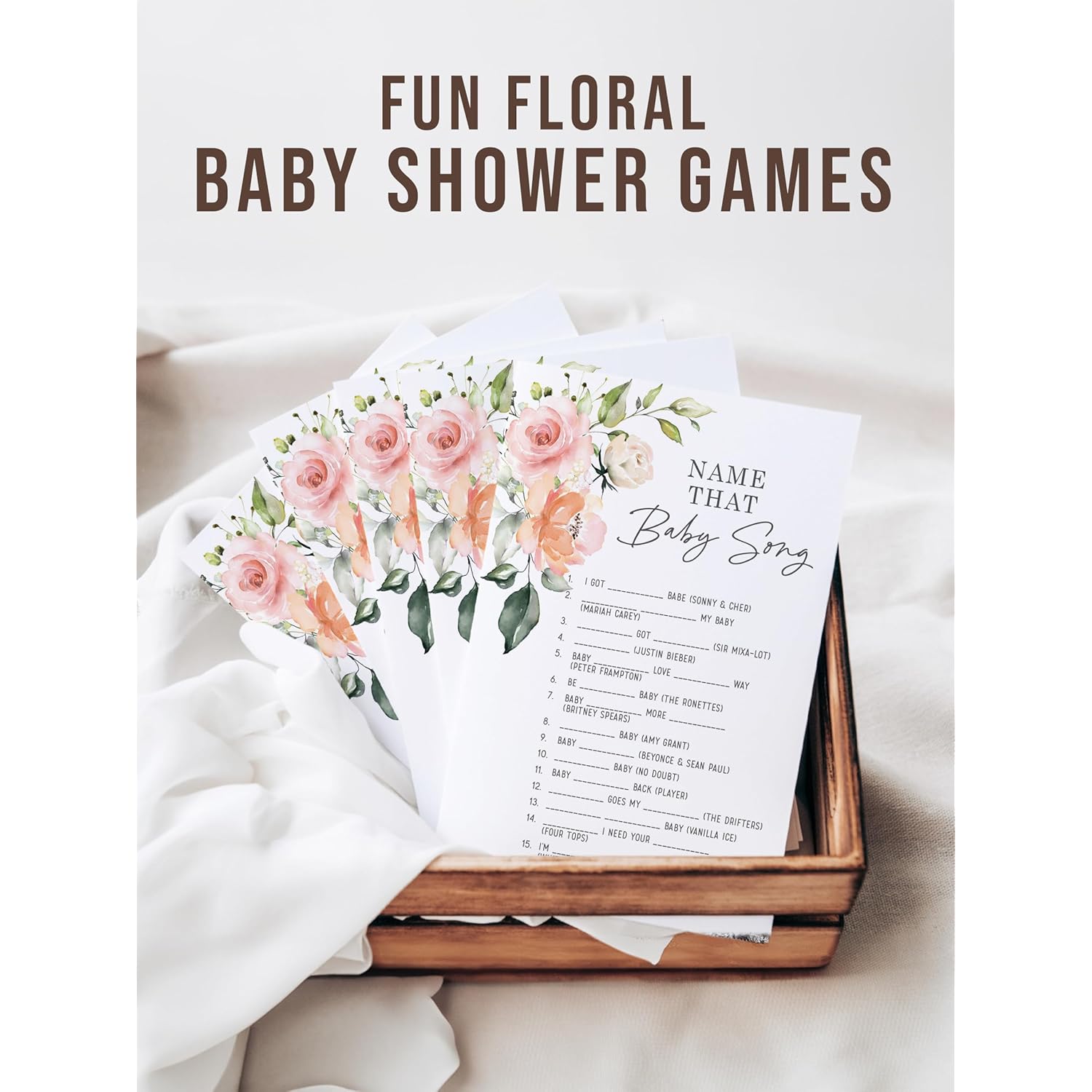 Floral Baby In Bloom Baby Shower Games, Fun Activities For 25 Guests(Trivia, Feud, Dad Jokes And Guess That Baby Song)