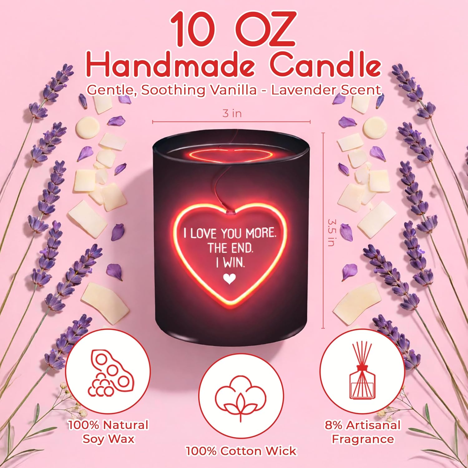 Valentines Day Gifts For Her Girlfriend - I Love You More Vanilla Lavender Romantic Candles 10 Oz - Anniversary Valentines Birthday Gifts For Wife Men Women Girlfriend Boyfriend Him Husband