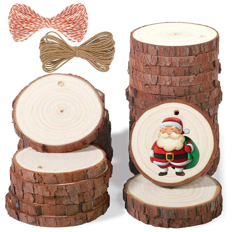 Natural Wood Slices - 30 Pcs 2.4-2.8 Inches Craft Unfinished Wood Kit Predrill